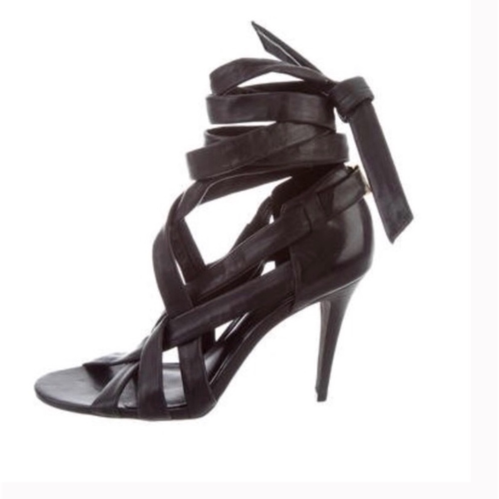 Tory Burch made in Brazil super soft, black leather lace up heels size 9